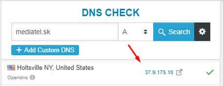 Vyhľadanie poskytovateľ hostingu cez A DNS záznam 
